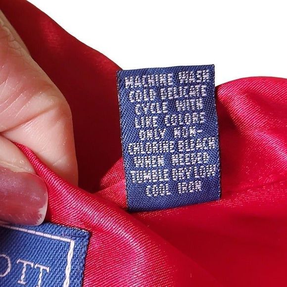 VTG Karen Scott Candy Apple Red Satin Blouse Women's Size Large - Picture 10 of 10